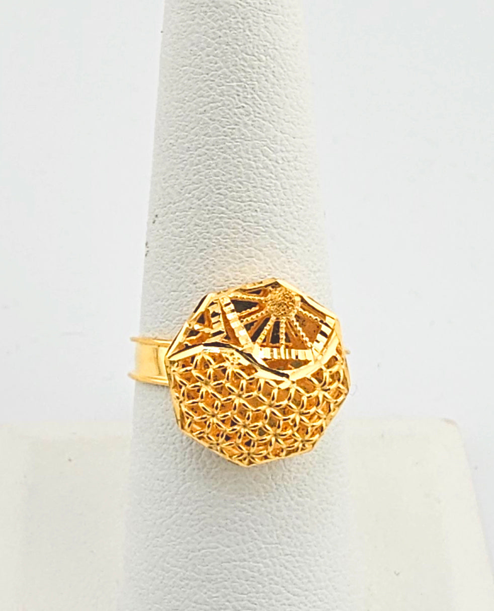 21K Ladies Bright Filigree Ring