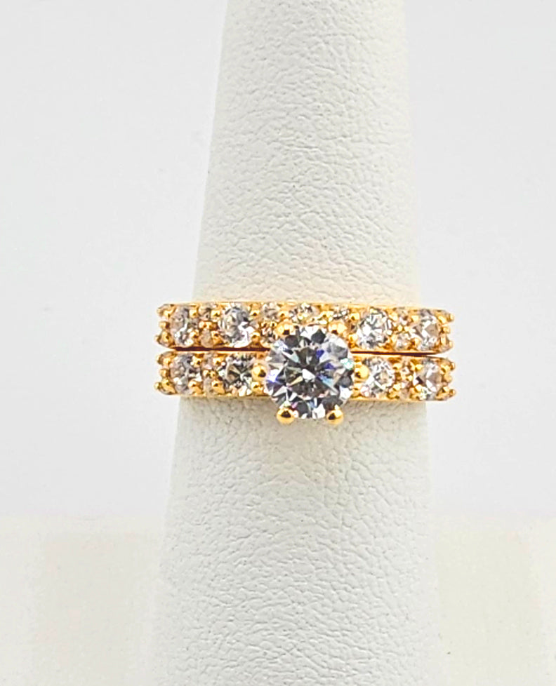 21K Ladies Classic Wedding Ring Set with CZ