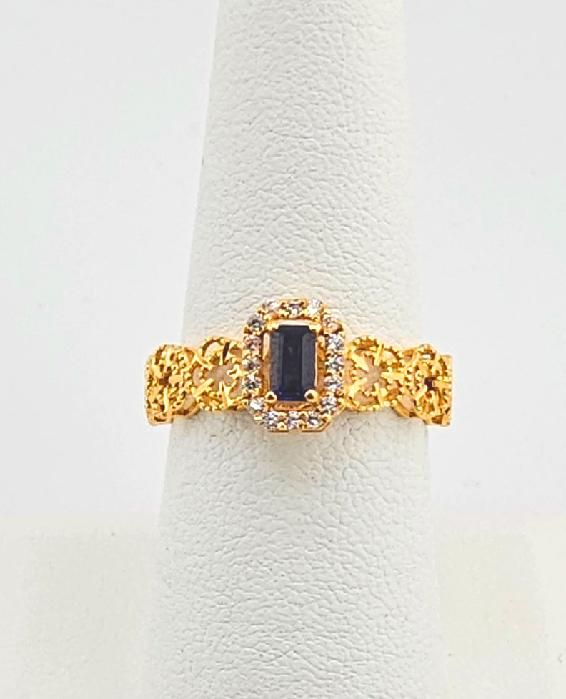 21K Ladies Beautiful Ring with Blue CZ