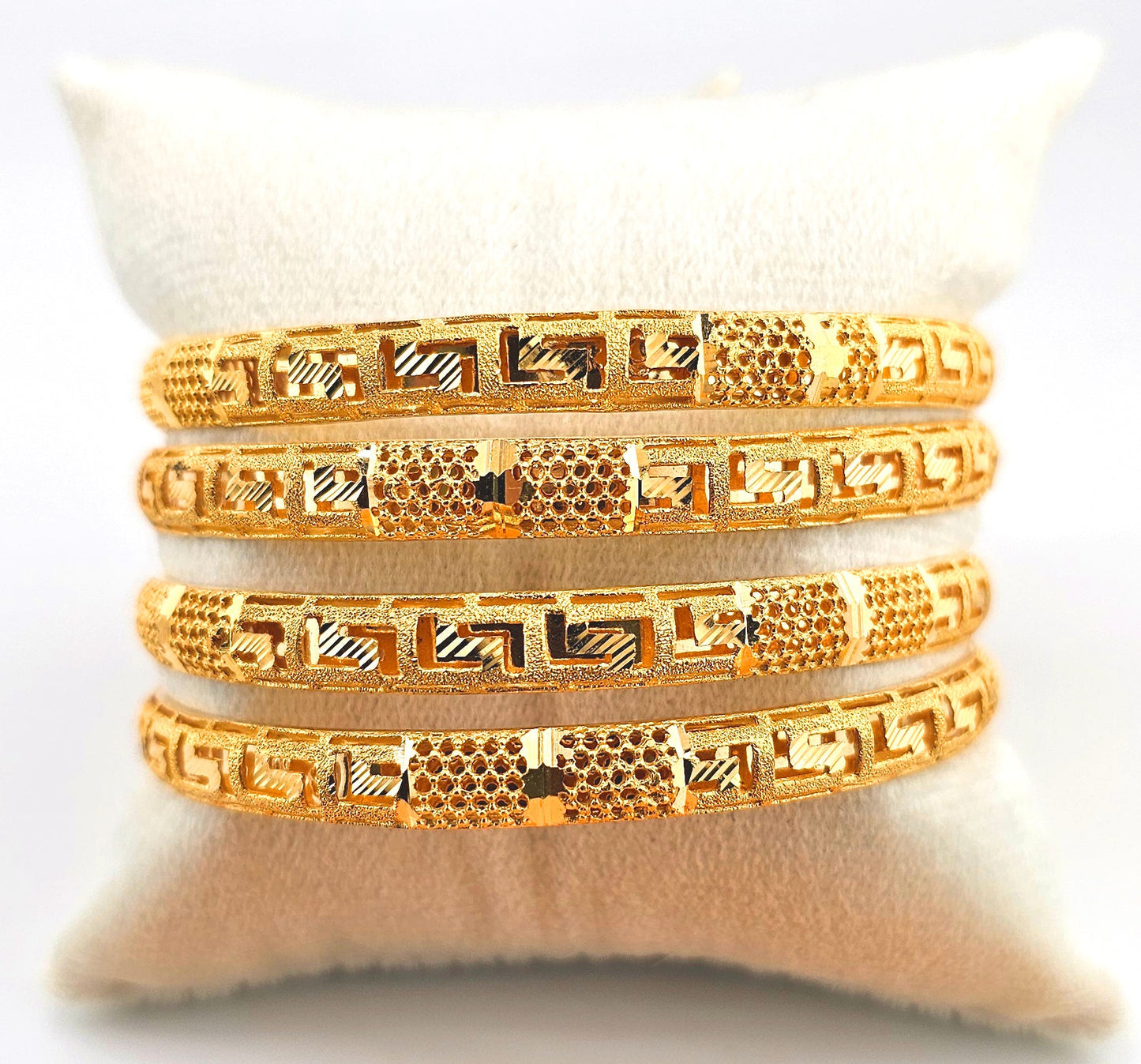 21K Greek Key w/ Filigree Design Bangles