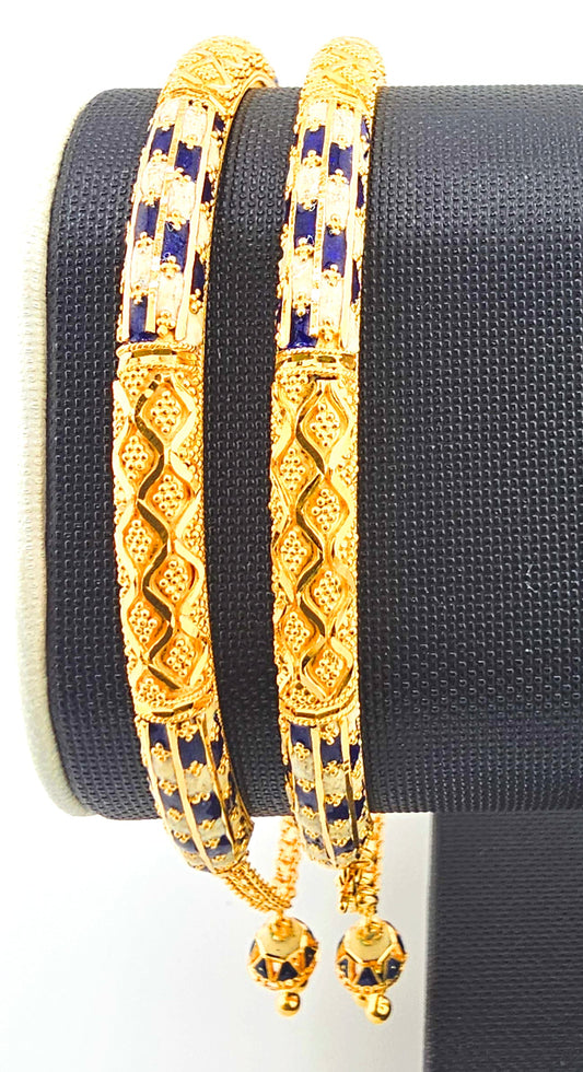 21K Navy Blue & White Indian Style Cuff Bracelet