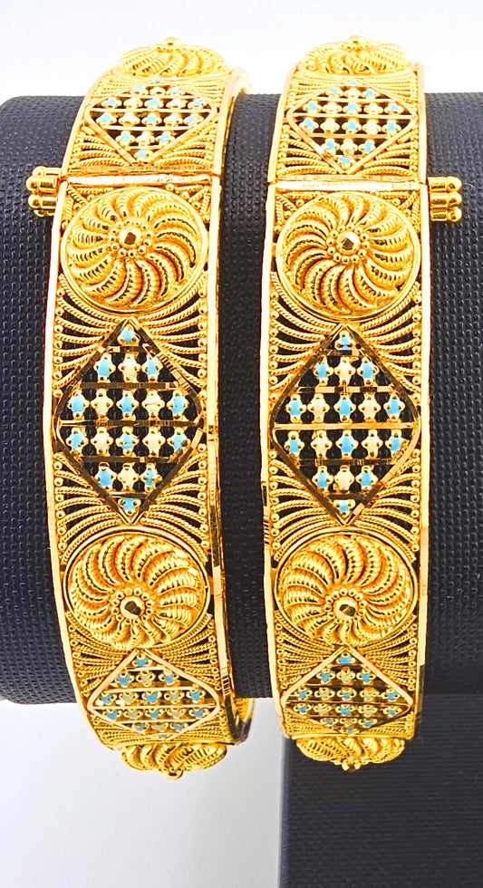 21K Opulent Light Blue Screw Bangles