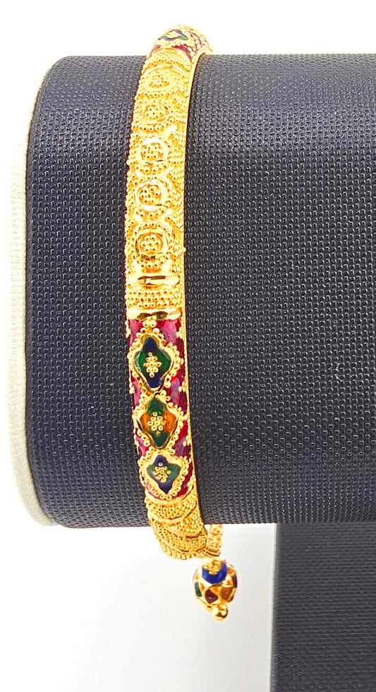 21K Red & Green Indian Style Screw Bangles