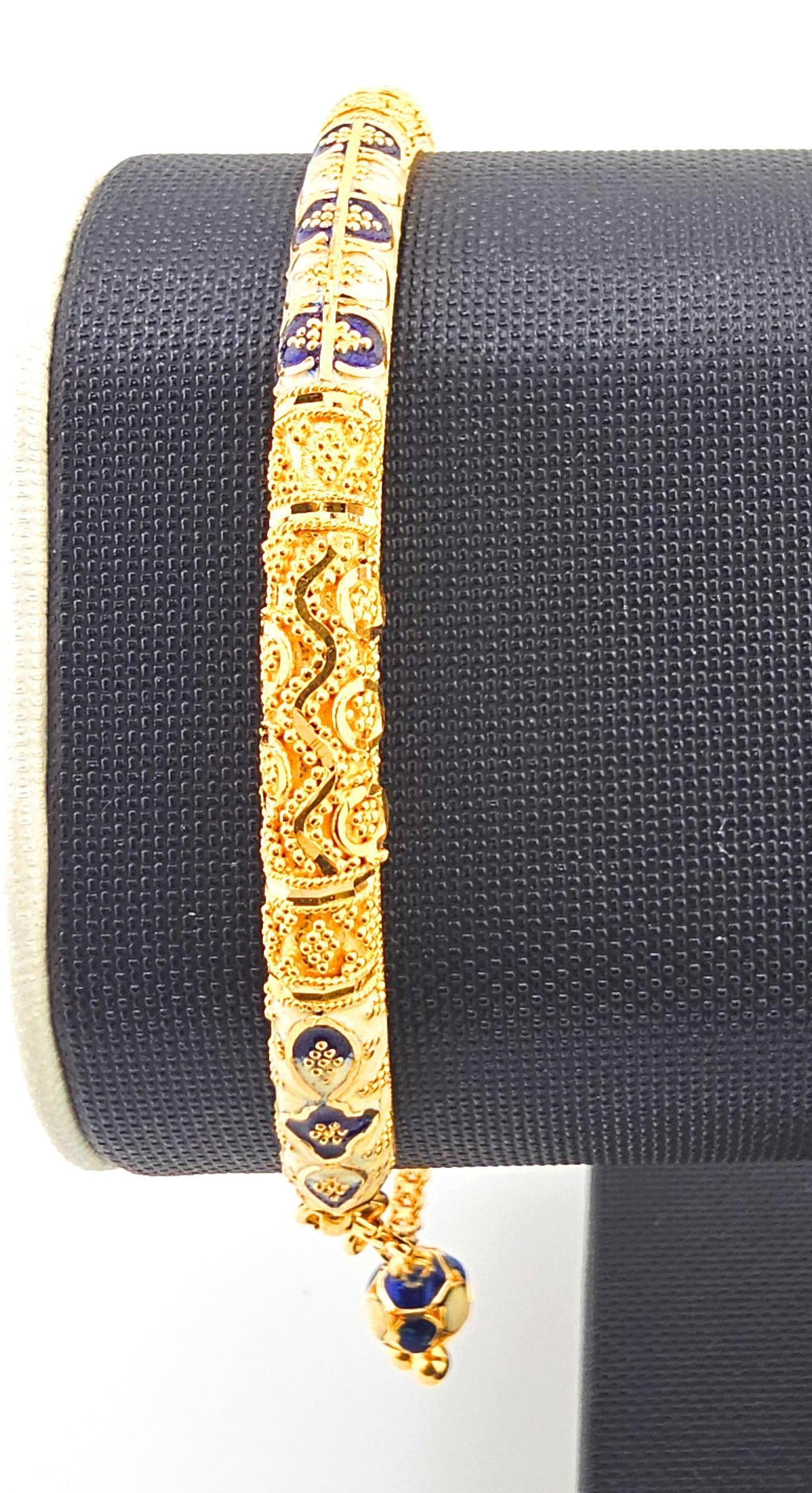 21K Navy Blue & White Indian Style Screw Bangles