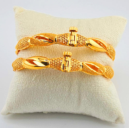 21K Traditional Filigree Screw Bangles