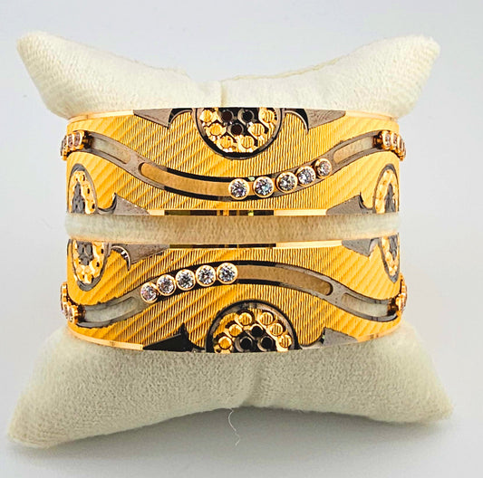 21K Modern Heavy Bangles With Sliding CZ Stones