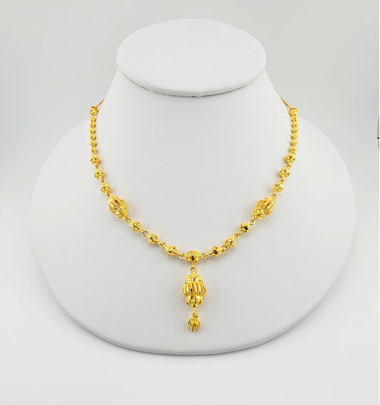 21K 3Pc Indian Style Bead Design Necklace Set