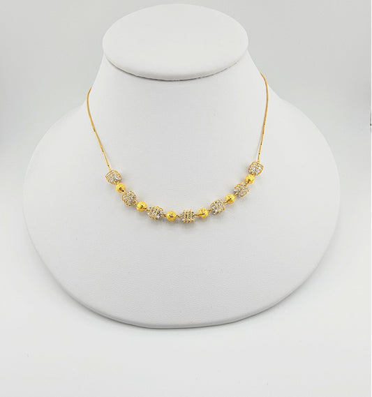 21K Modern Two Tone Unique Beads 3Pc Necklace Set