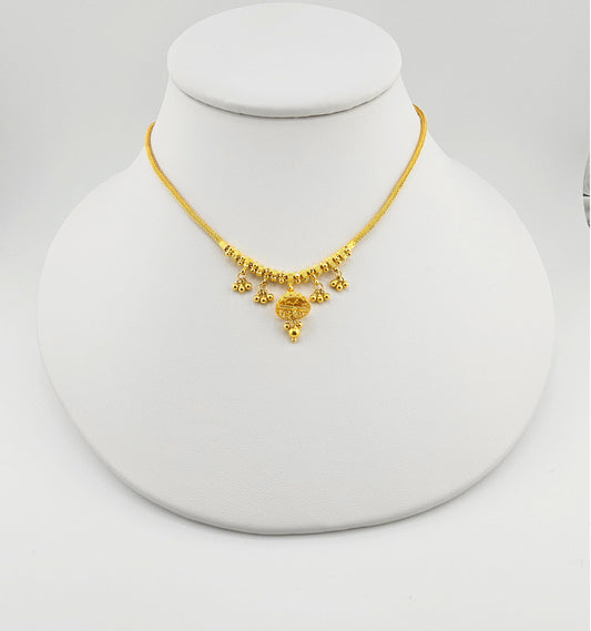 21K Small Indian Style Necklace & Earings Set