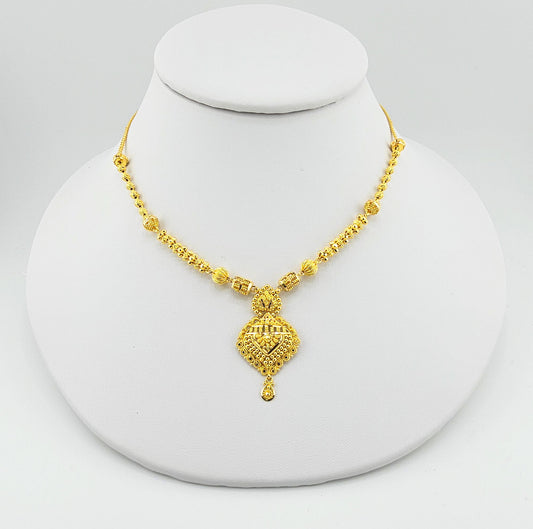 21K Indian Traditional Bead Style 3Pc Necklace Set