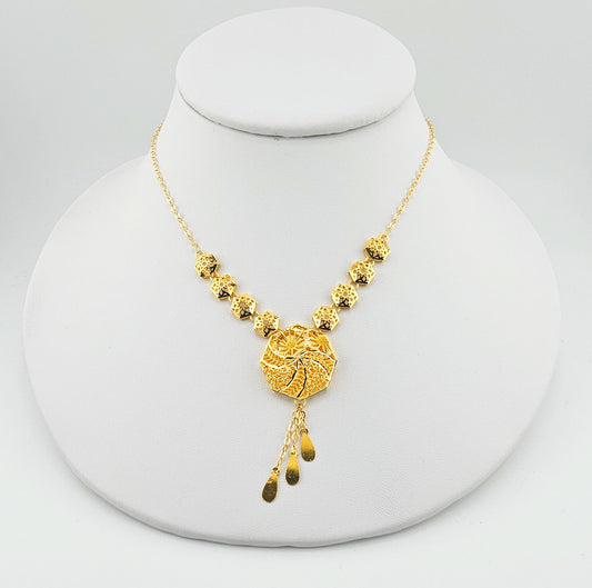 21K Filigree Necklace & Earings Set