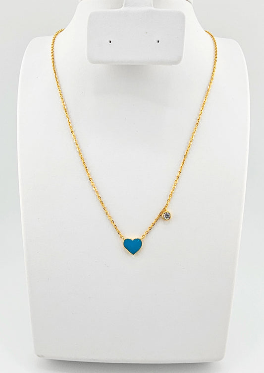 21K Cute Heart Necklace & Bracelet Set