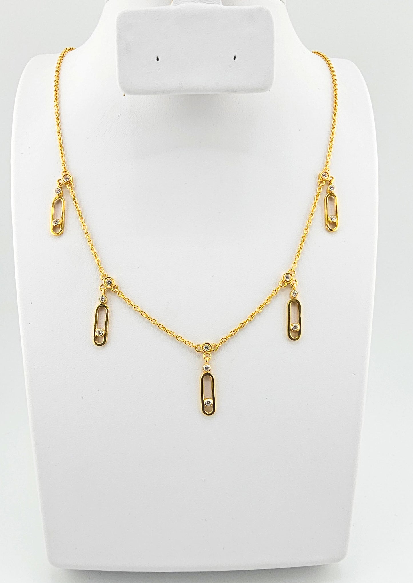 21k Designer Dangling CZ Necklace Set