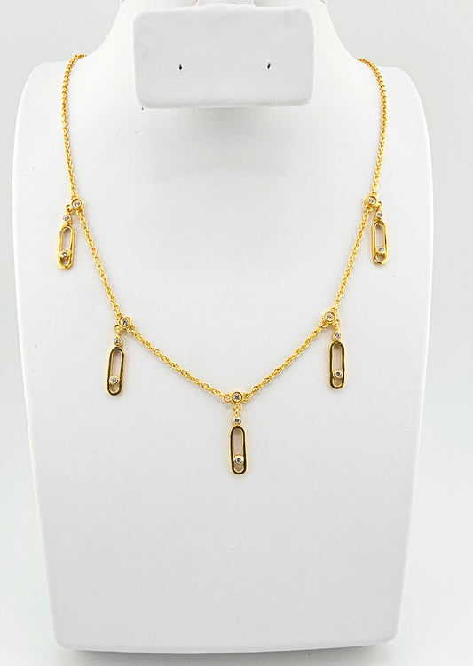 21k Designer Dangling CZ Necklace Set