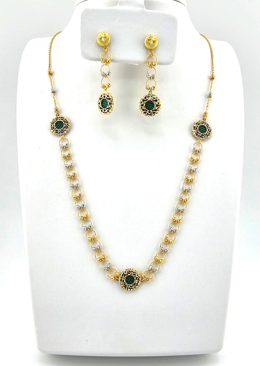 21k Two Tone Light Weight 4 Pieces Necklace Set