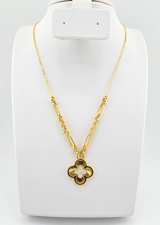 21k Designer Contemporary Clover Necklace & Bracelet Set