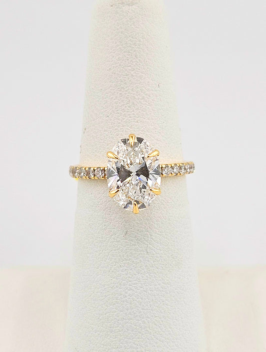 18K Yellow Gold 3 Carat TW Oval Cut Lab Diamond Solitaire