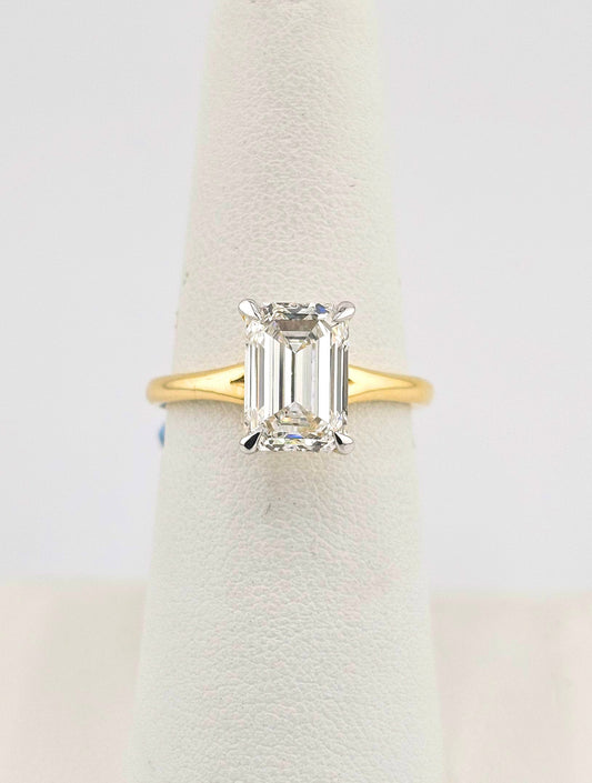 14k Yellow Gold 3 Carat Emerald Cut Solitaire