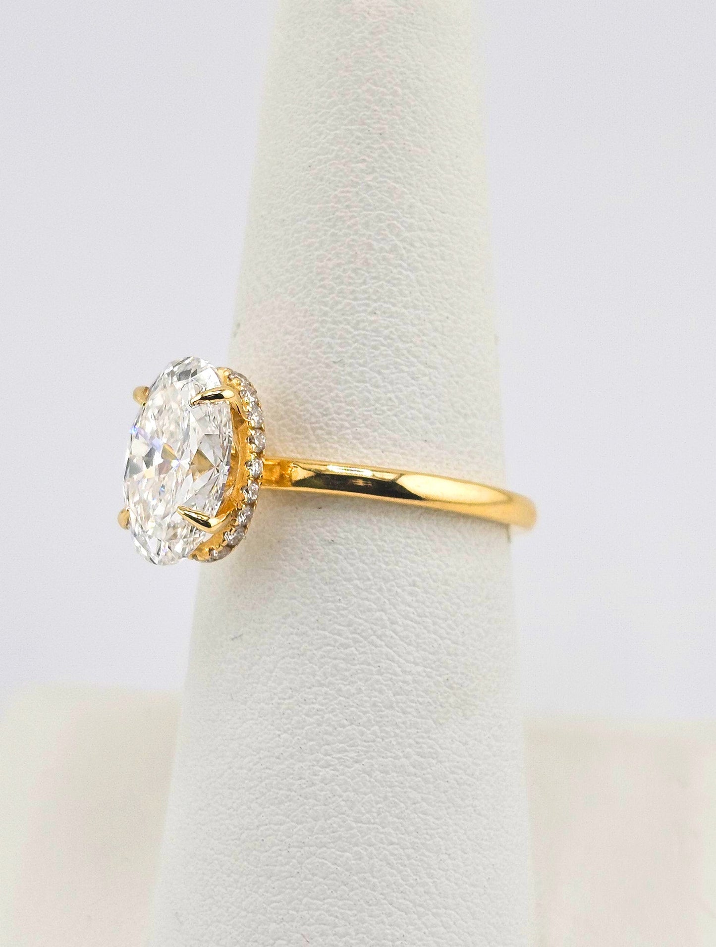 18K Yellow Gold 3 Carat Oval Cut Lab Diamond Solitaire