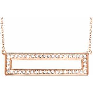 14K Rose 3/8 CTW Natural Diamond Rectangle 16-18" Necklace