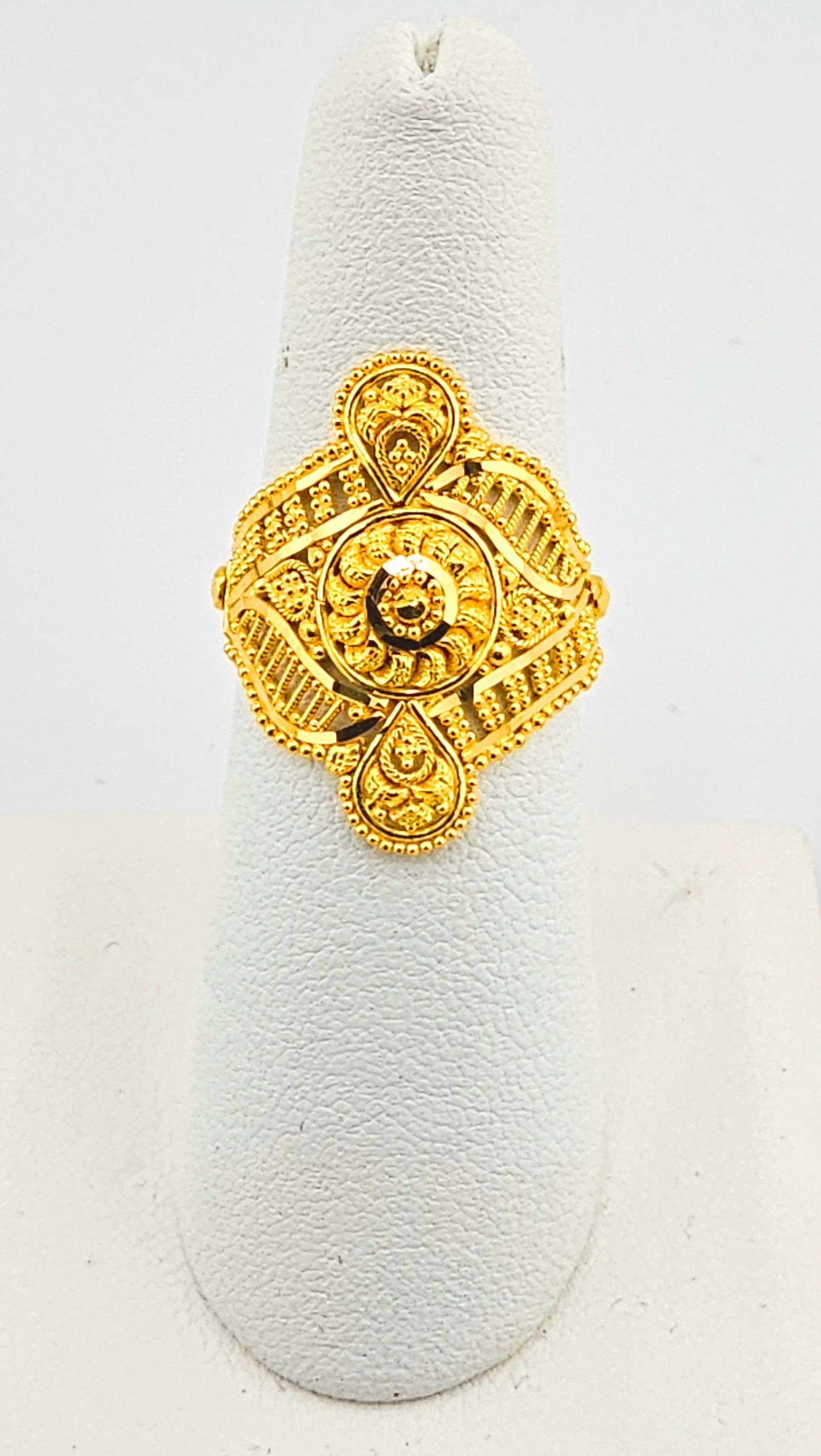 22K Angled Blossom Ladies Ring