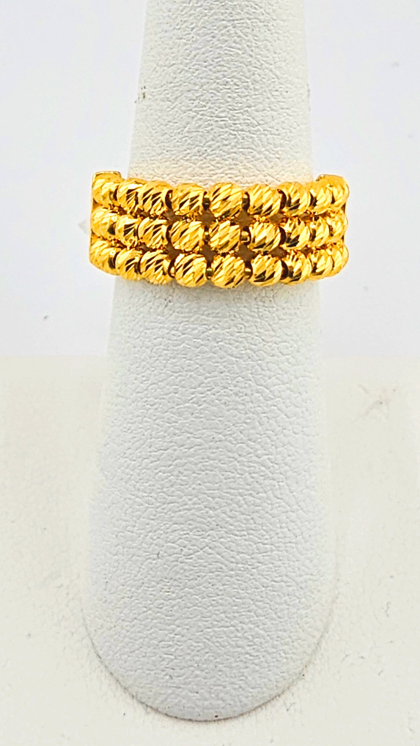 21K 3 Line Bead Design Ring