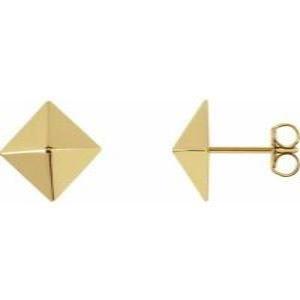 18K Yellow Pyramid Stud Earrings