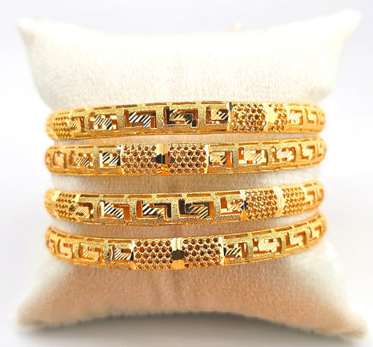21K Greek Key w/ Filigree Design Bangles