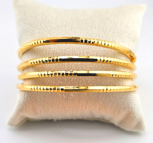 21K SImple Diamond Cut Bangles