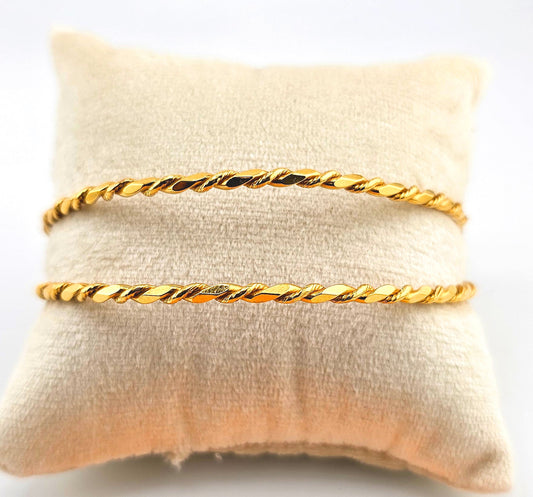21K Twisted Rope Style Bangles