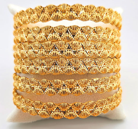 21K Filigree Shell Design Bangles
