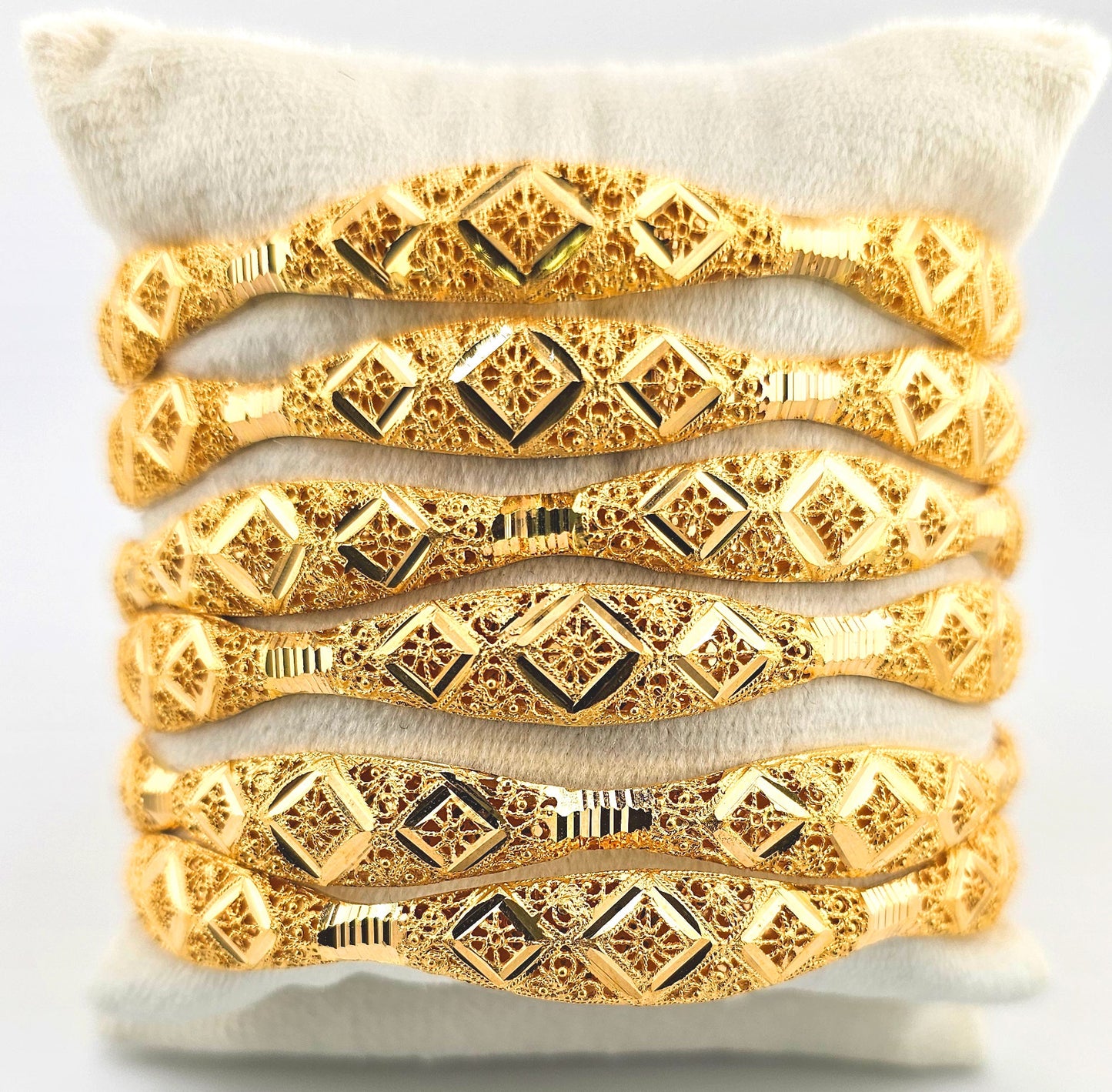 21K Diamond Cut Filigree Style Bangles
