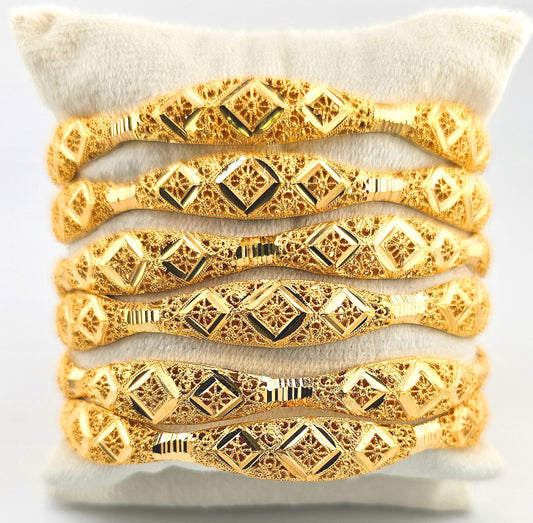 21K Diamond Cut Filigree Style Bangles