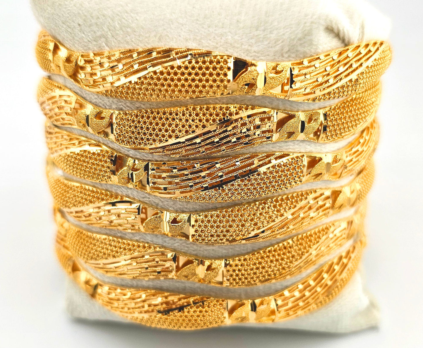 21K Modern Filigree Wave Style Bangles