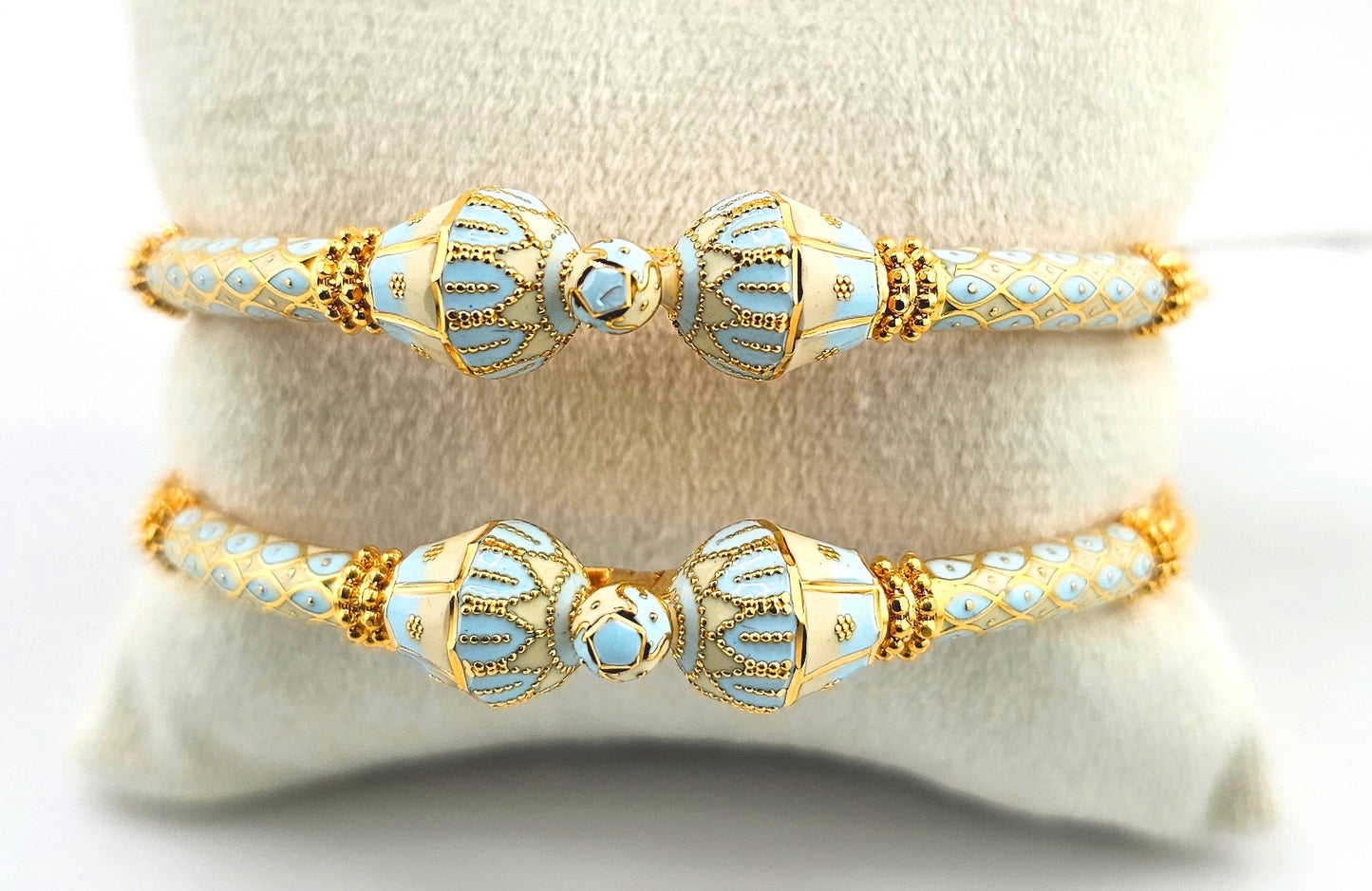 21K Light Blue Enamel Screw Bangles