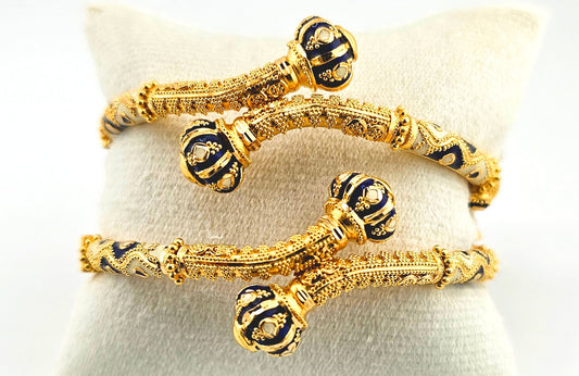 21K Navy & White Serpantine Screw Bangles