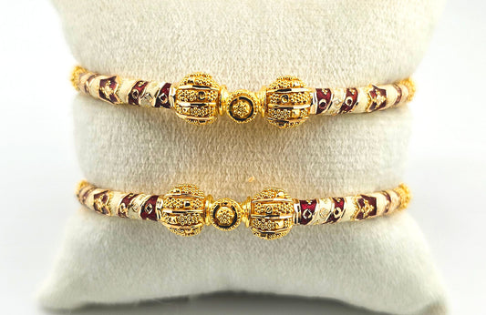 21K Red & White Candy Cane Screw Bangles