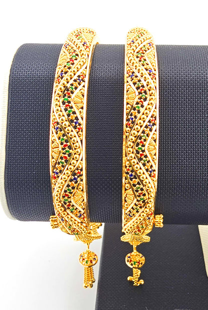 21K Red, Green & Blue Indian Style Cuff Bracelet