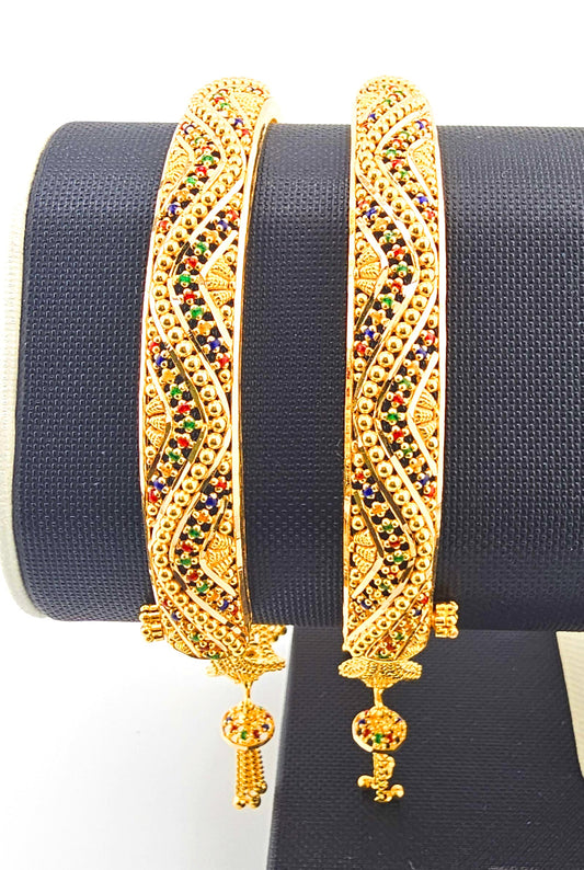 21K Red, Green & Blue Indian Style Cuff Bracelet