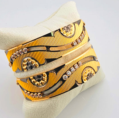21K Modern Heavy Bangles With Sliding CZ Stones
