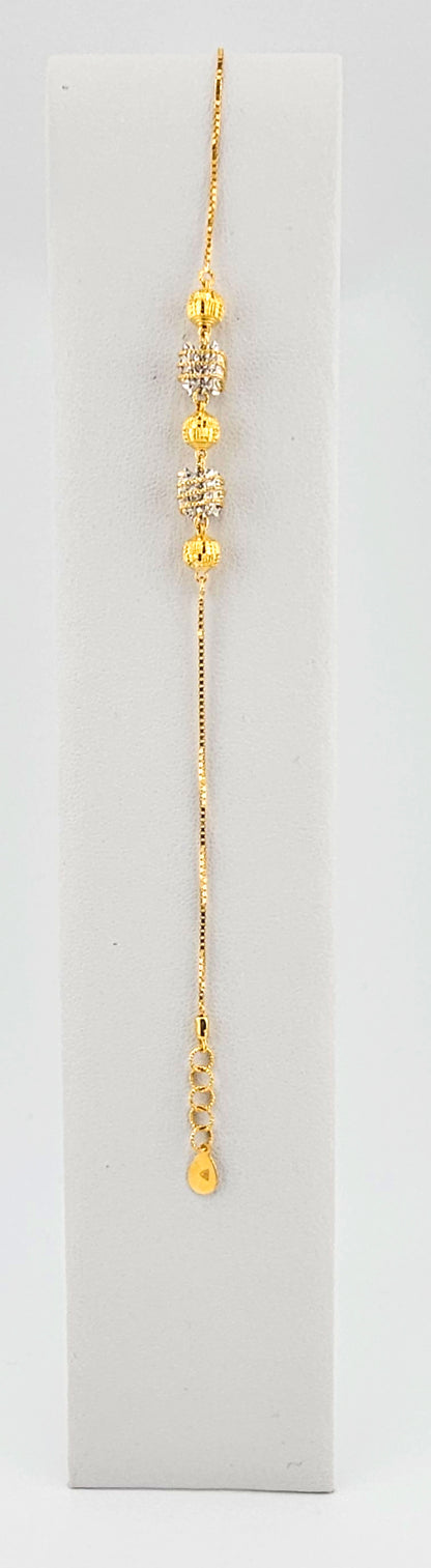 21K Modern Two Tone Unique Beads 3Pc Necklace Set