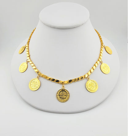 21K Coin Necklace & Bracelet Set