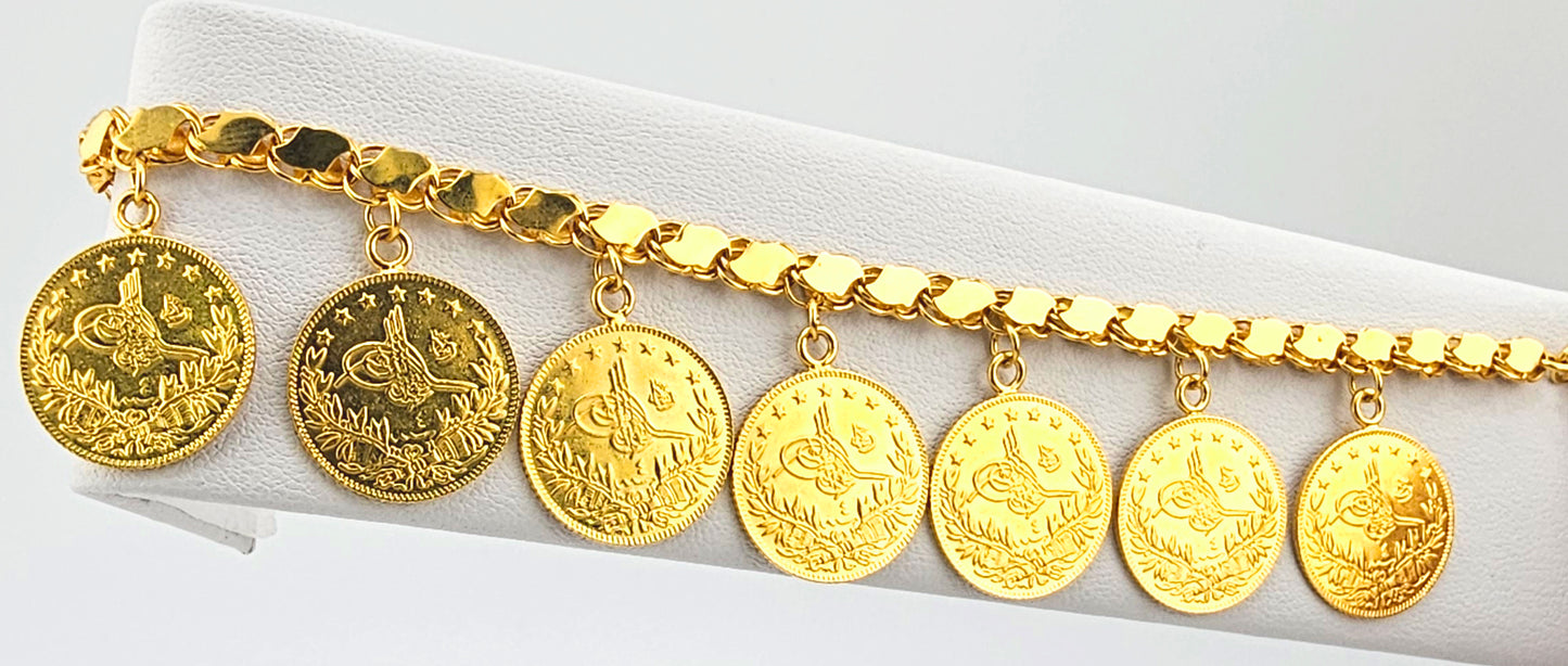 21K Coin Necklace & Bracelet Set