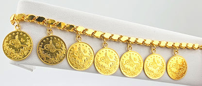 21K Coin Necklace & Bracelet Set