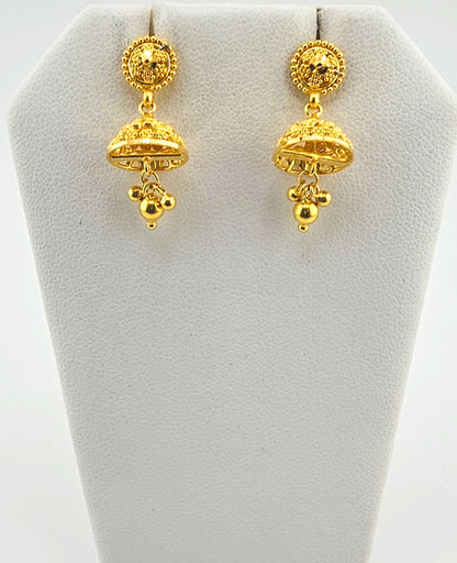 21K Small Indian Style Necklace & Earings Set