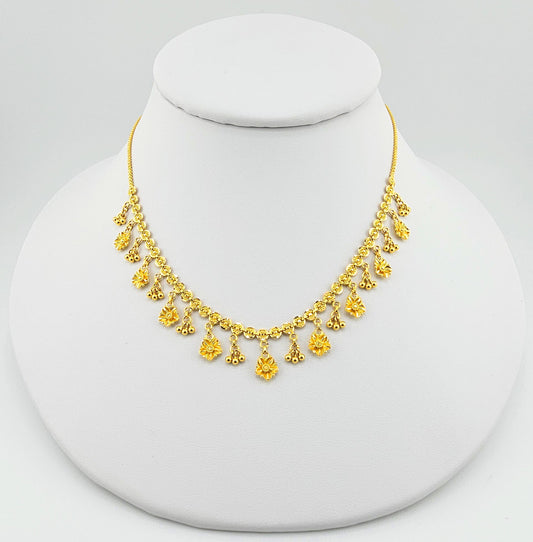 21K 4Pc Flower Neckline Necklace Set