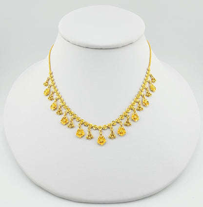 21K 4Pc Flower Neckline Necklace Set