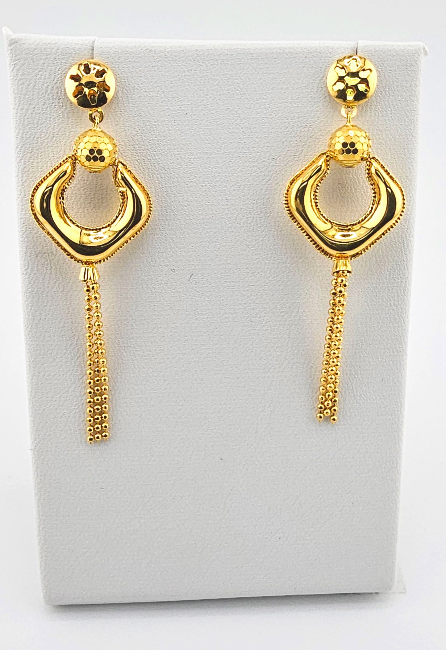 21K Modern Bead style Dangling 2Pc Necklace Set