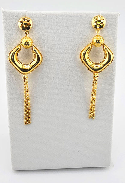 21K Modern Bead style Dangling 2Pc Necklace Set