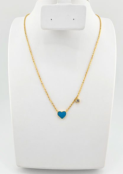 21K Cute Heart Necklace & Bracelet Set